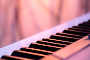 music-keys-colored-lighting-blurred-background
